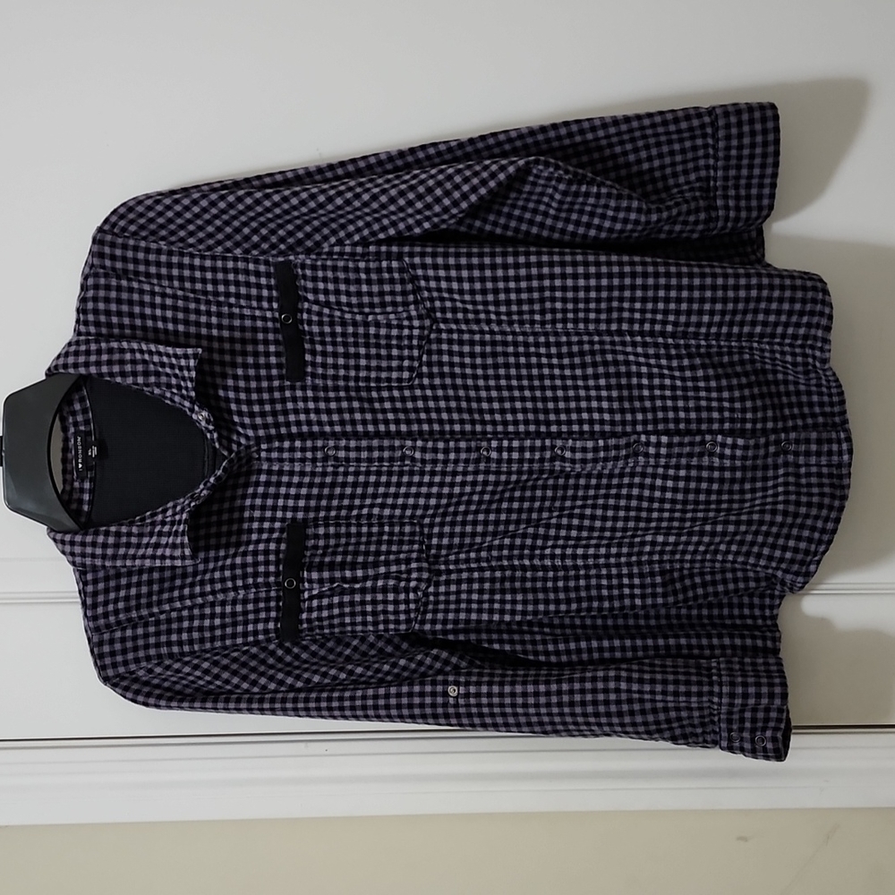 I ❤️ RONSON Purple & Black Plaid  Long Sleeve Flannel Top